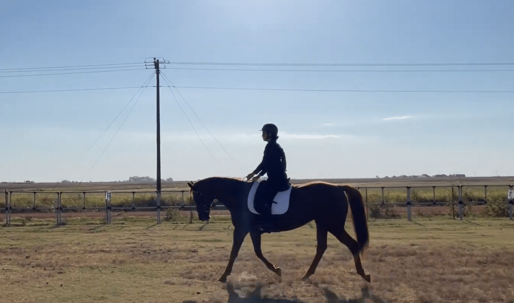 Deaf dressage rider, Dana, on her course in Oklahoma, USA