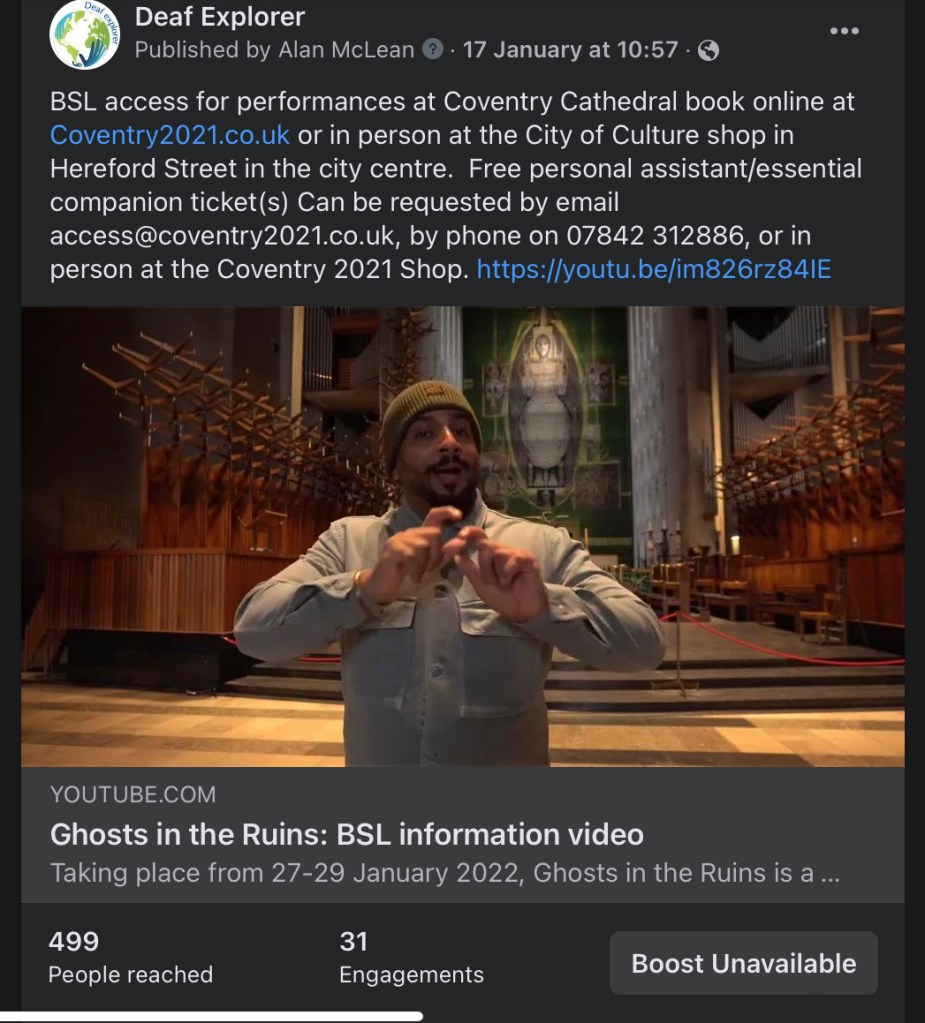 Screenshot of facebook post